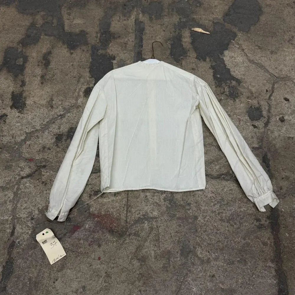 White 50s does 1800s Vintage Cotton HighNeck Victorian Style Film Costume Blouse - Picture 2 of 8